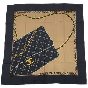 Chanel Matelasse Bag Motif Scarf Silk Brown